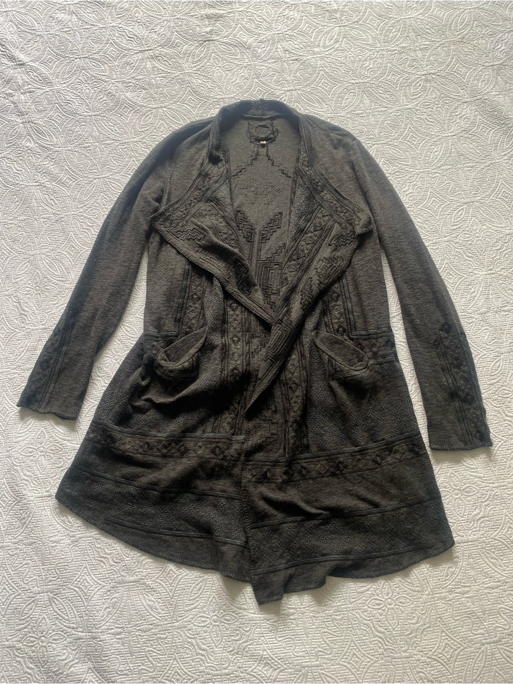 Biya Black Knit Open-Front Cardigan
